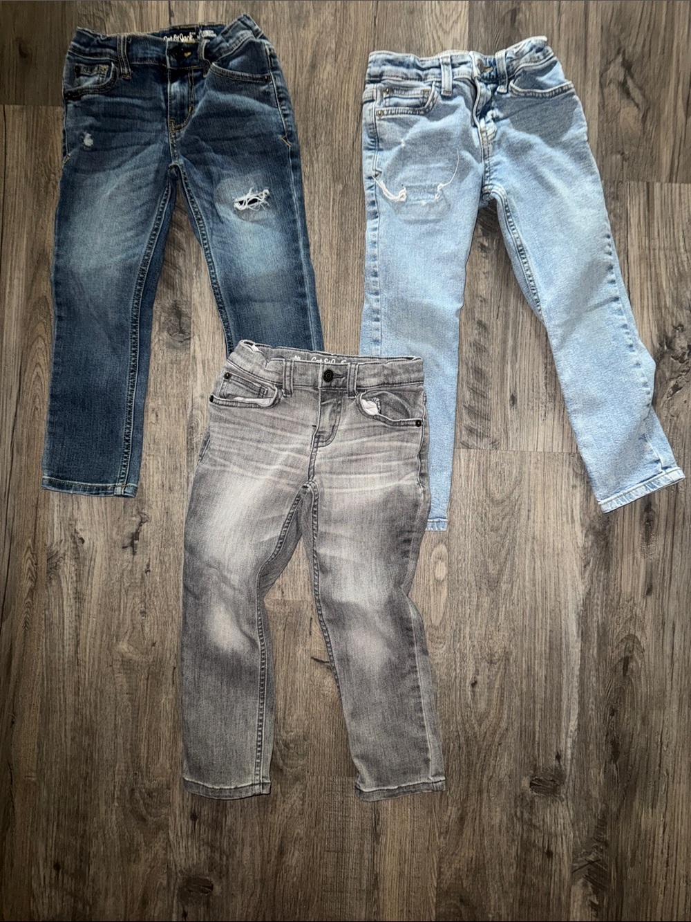 BUNDLE of 3– Cat & Jack Boys Denim Jeans Set - Dark Blue, Light Blue & Gray